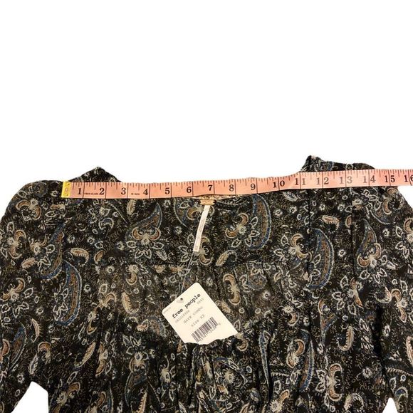 NWT FREE PEOPLE Lolita Printed Volume Sleeve Peasant Blouse XS - Picture 9 of 11